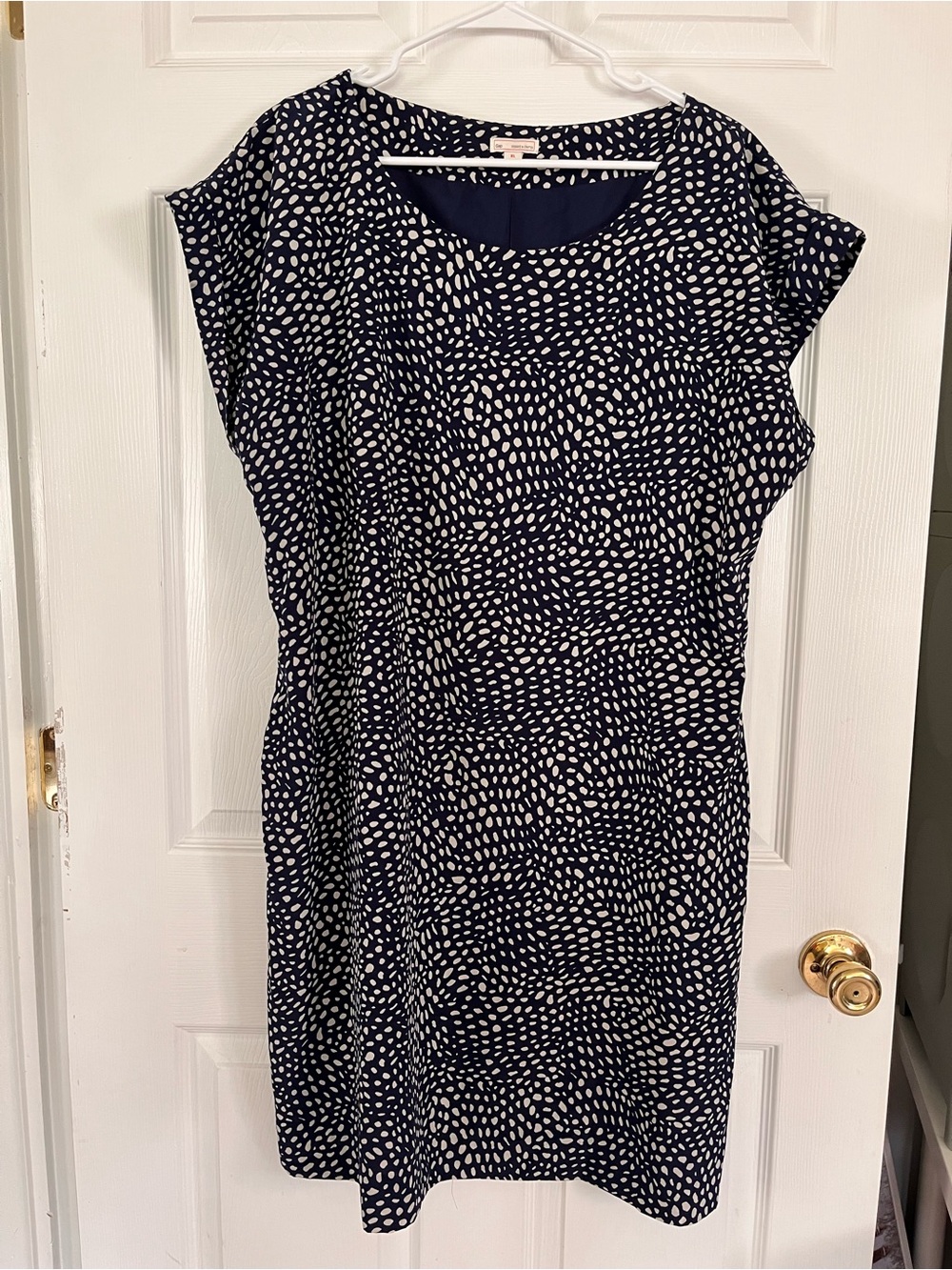 GAP Navy Blue and White Dot Cap-Sleeve Shift Dress